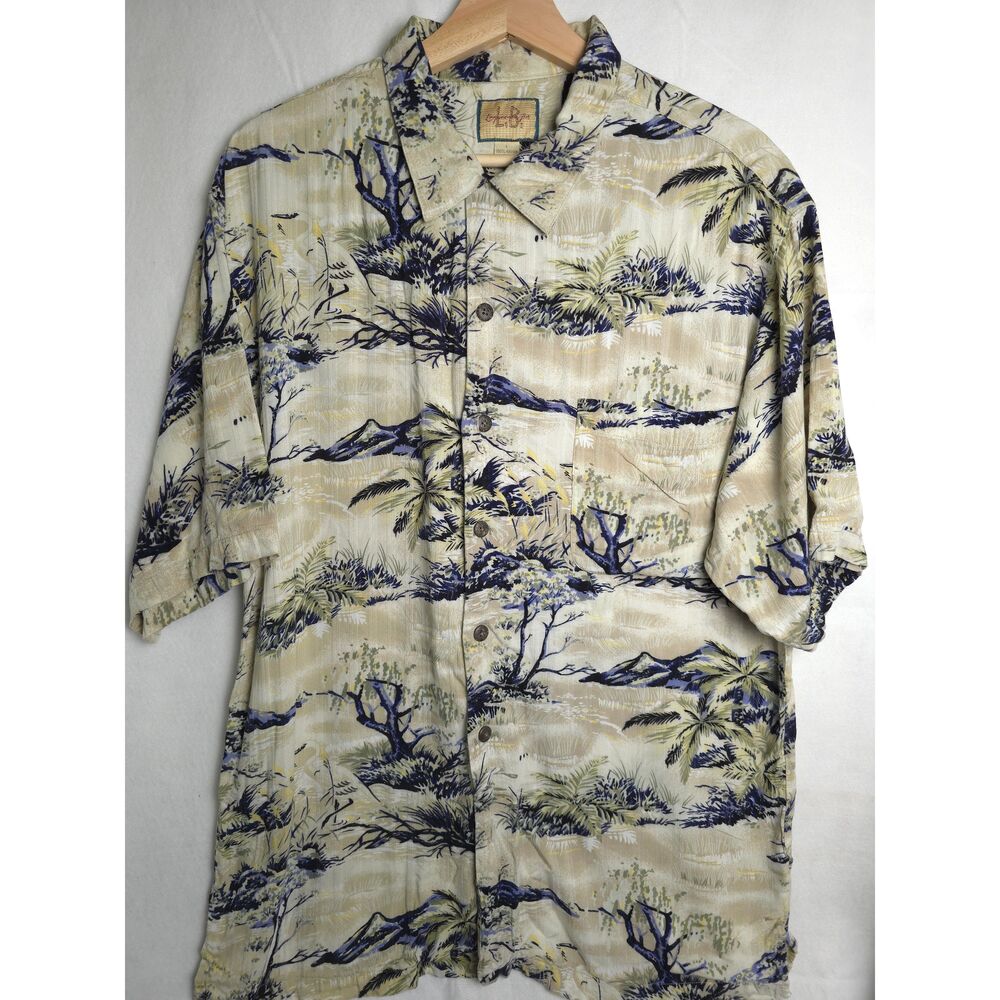 VTG Linguine And Bob Men's SZ L Yellow Hawaiian Floral Tropical Beach Vacation